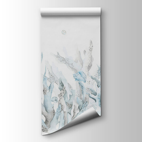 A watercolor of seaweed and shells A watercolor of seaweed and shells