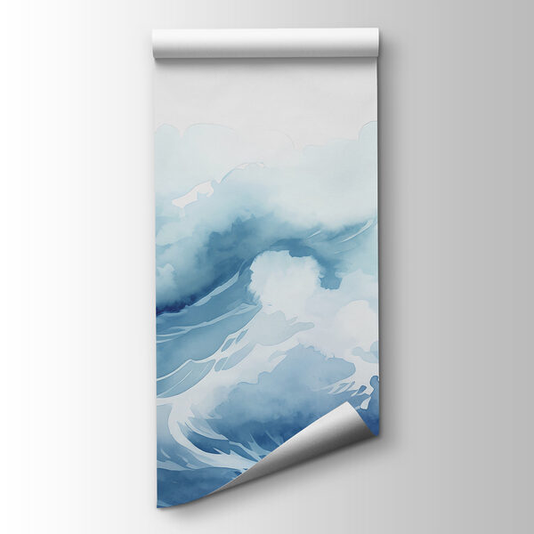 Watercolor of waves and clouds
