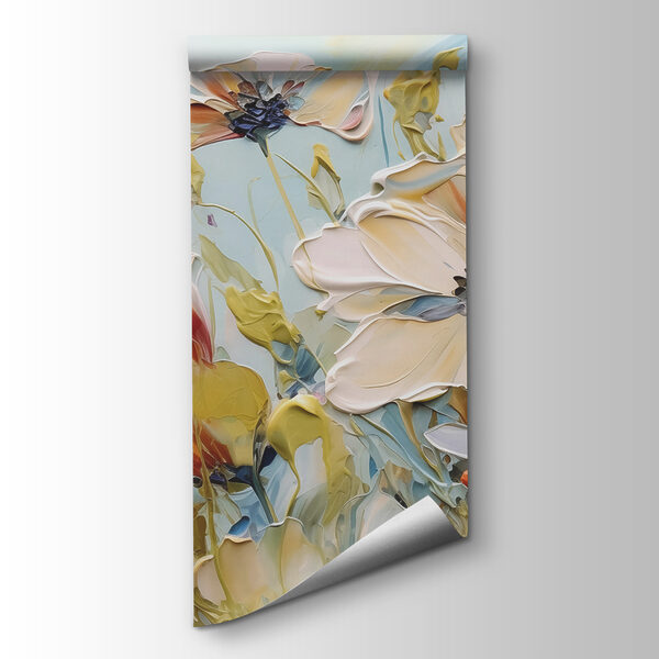 Painting of flowers on a blue background