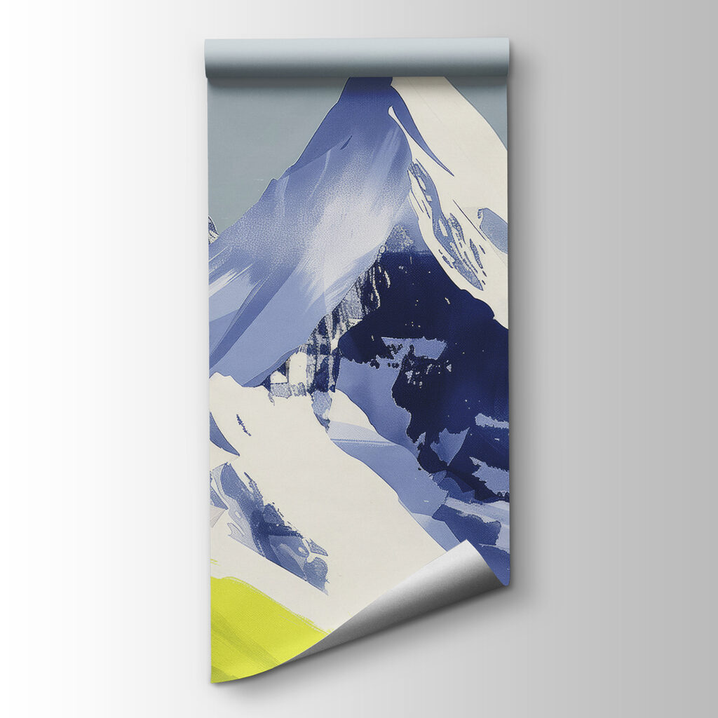 Mountain with snow and green hills