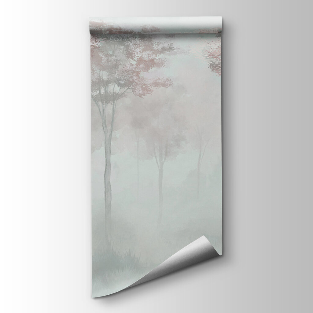 Foggy forest with trees