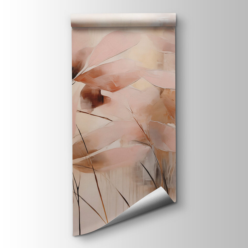 Painting of leaves on a white surface