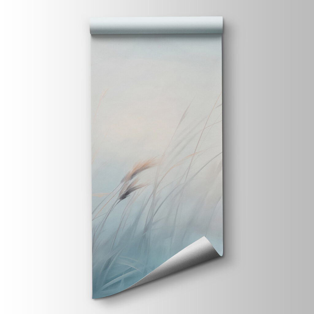 Field of grass with a foggy sky