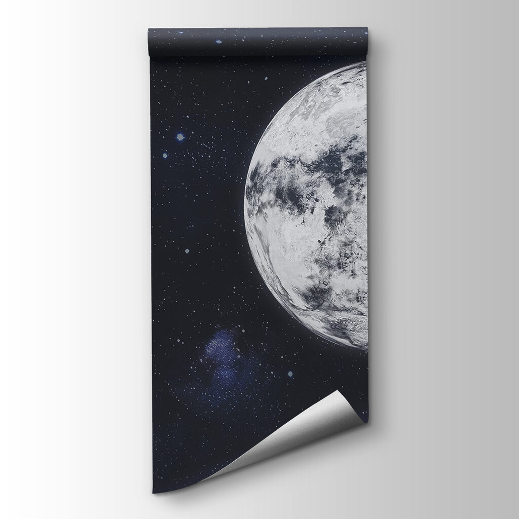 Moon in space with stars