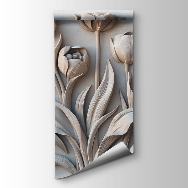 White flower carving on a wall