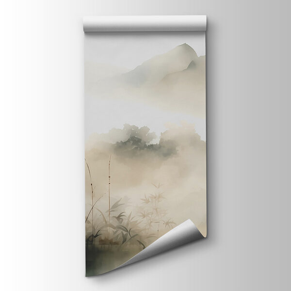Painting of a landscape with plants and fog Painting of a landscape with plants and fog