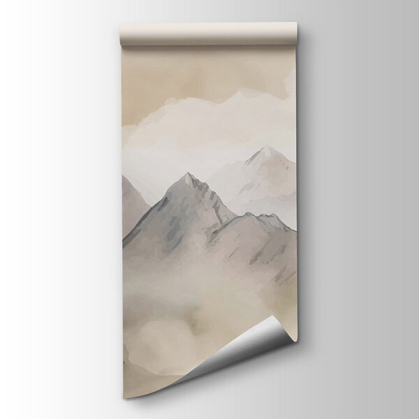 Painting of mountains and clouds