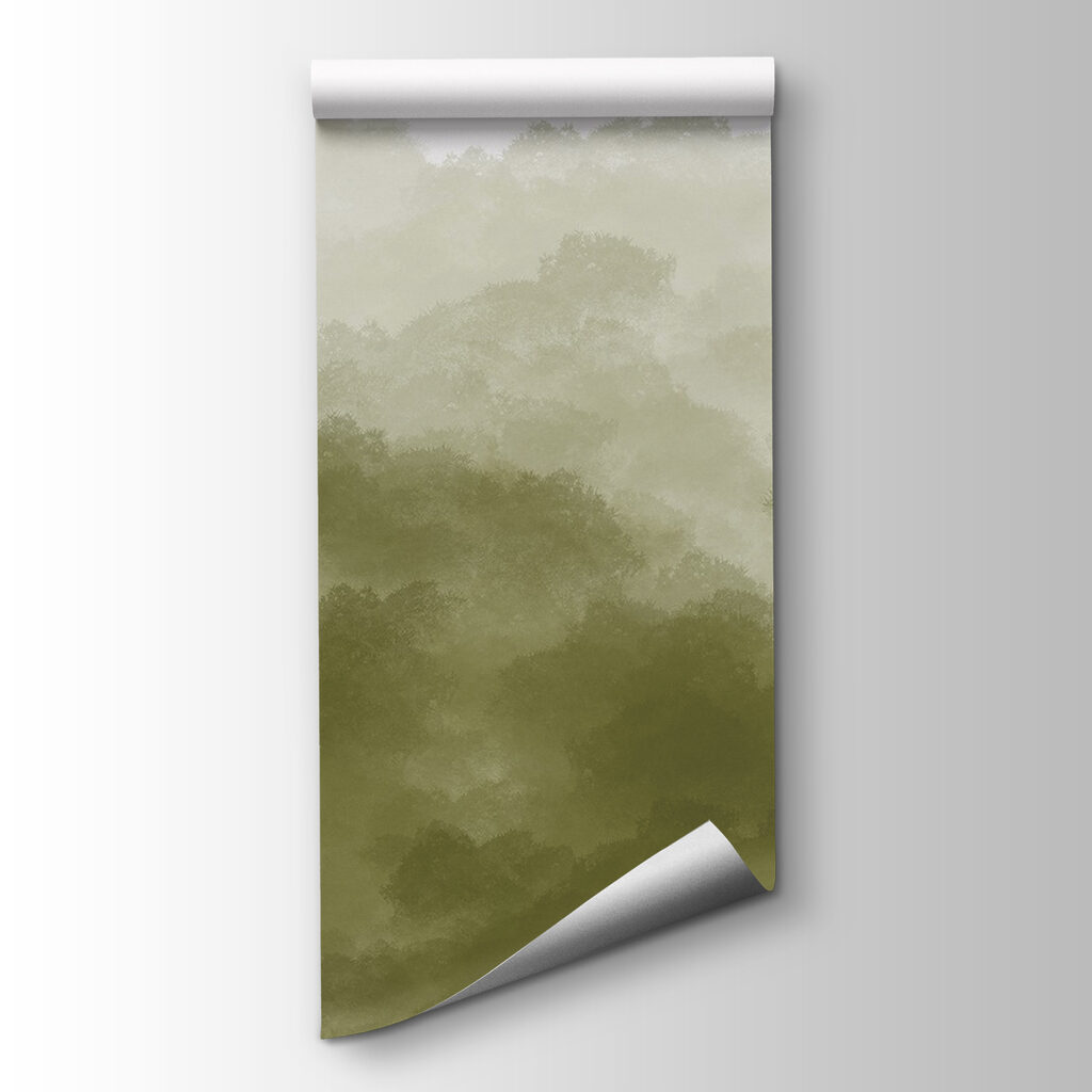 Foggy forest with green smoke