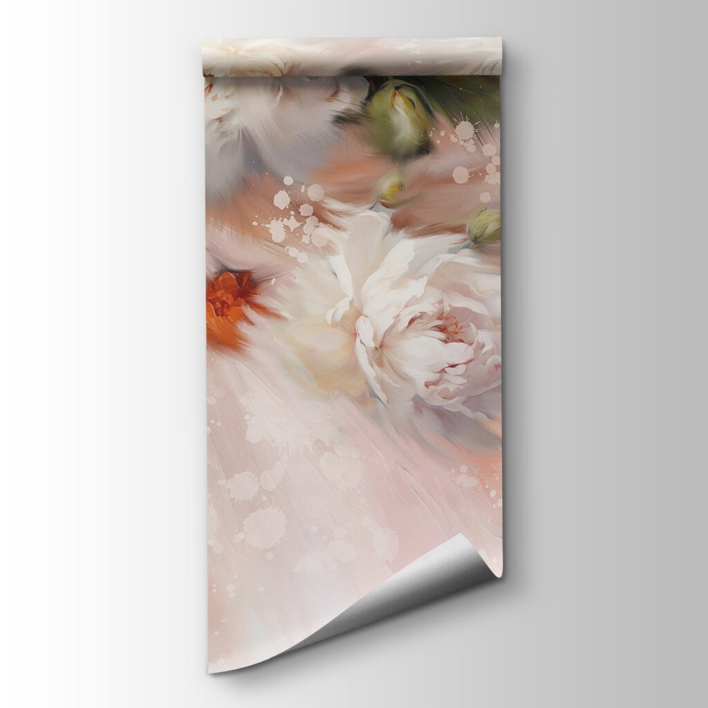 Painting of flowers on a pink background Painting of flowers on a pink background