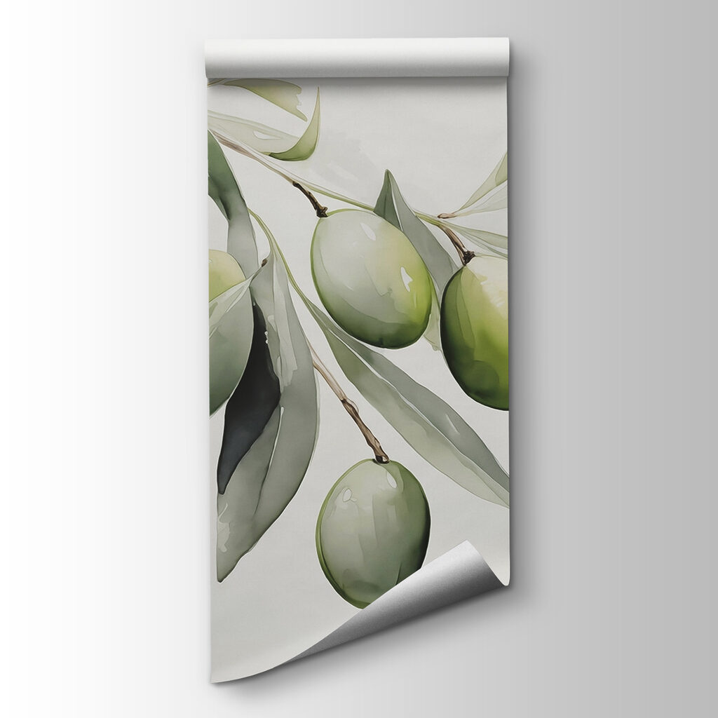 Branch with green fruits and leaves