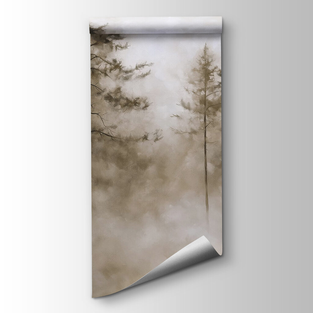 Foggy forest with trees