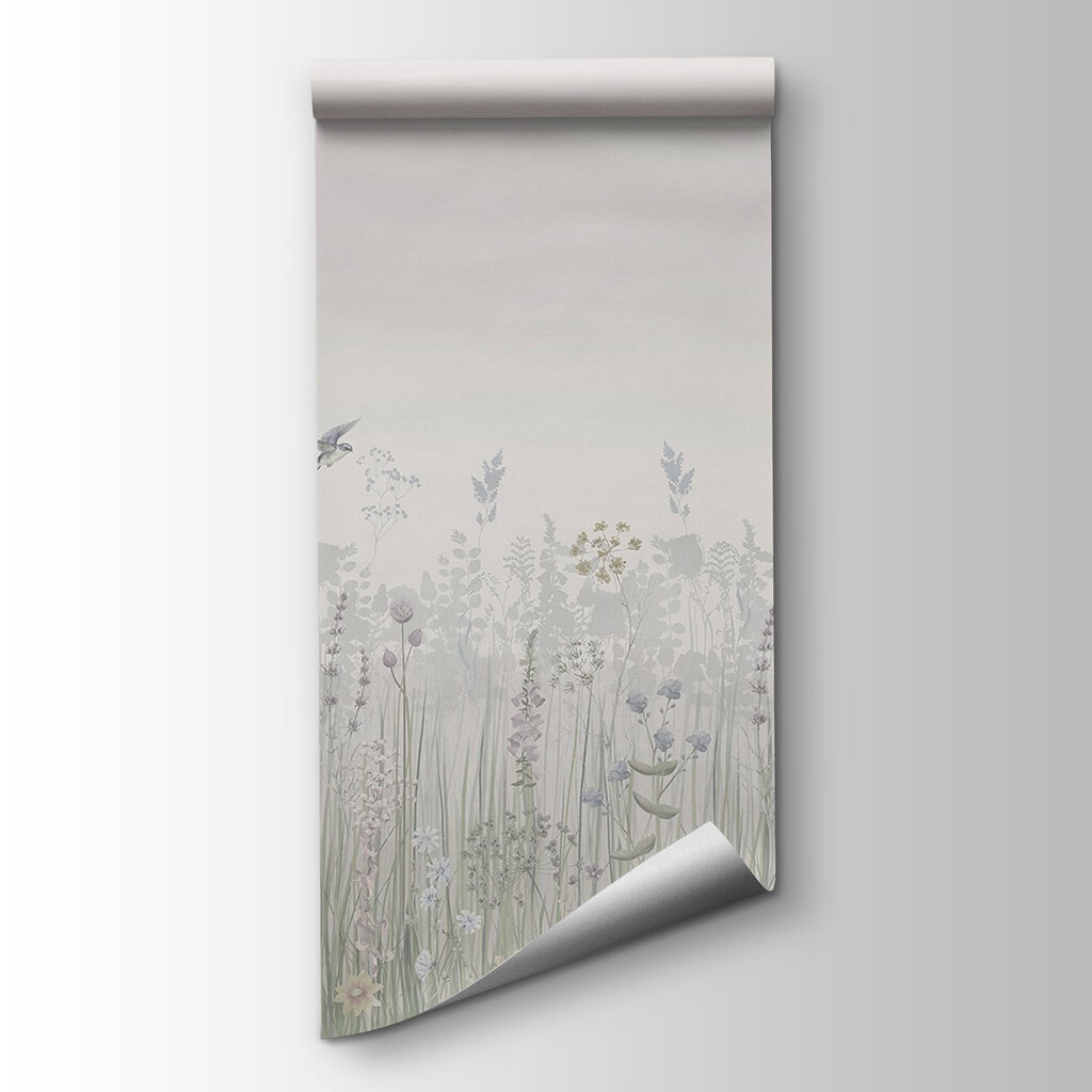 Field of flowers and birds Field of flowers and birds