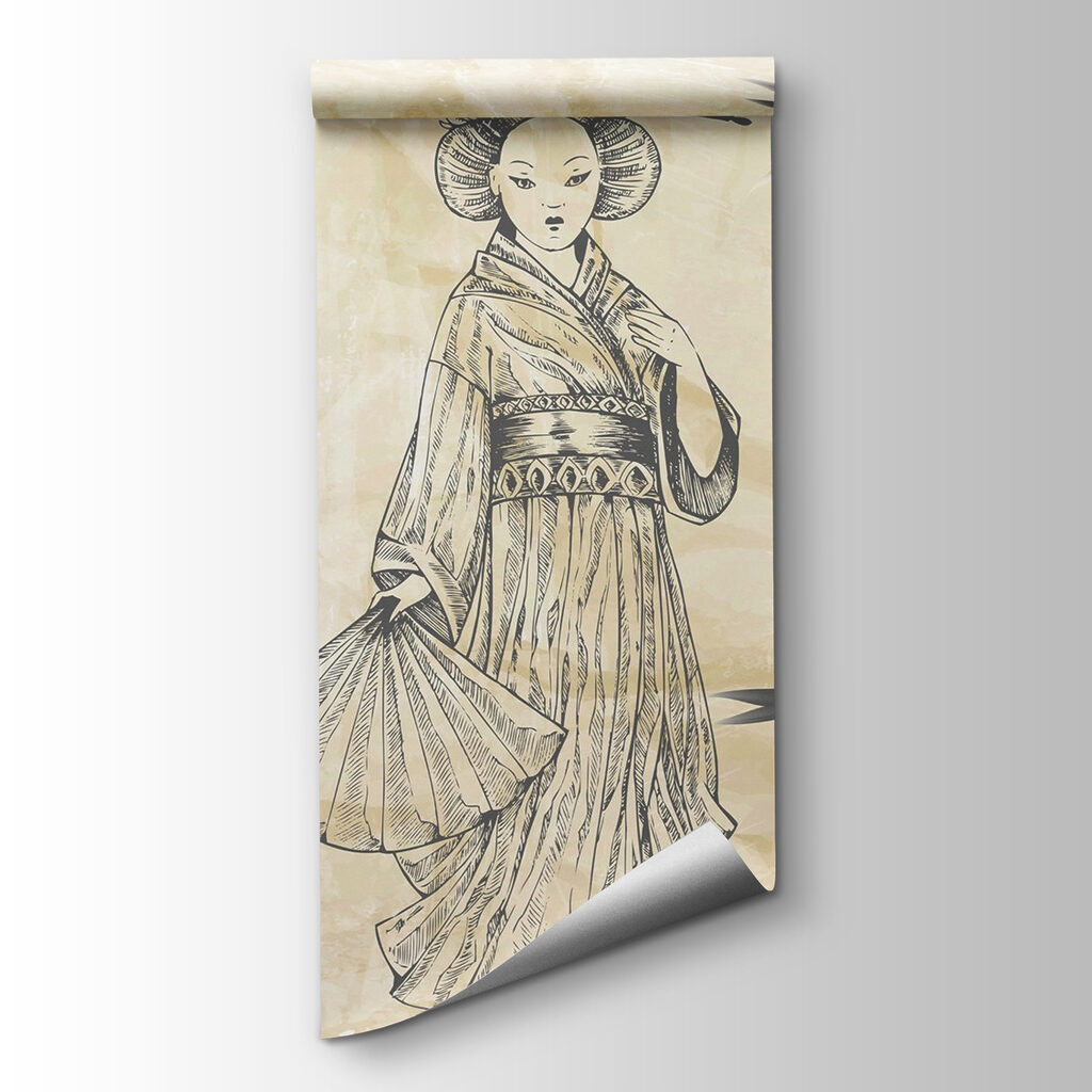 Drawing of a woman in a kimono Drawing of a woman in a kimono