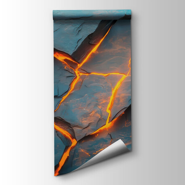 Cracked rock with orange lighting