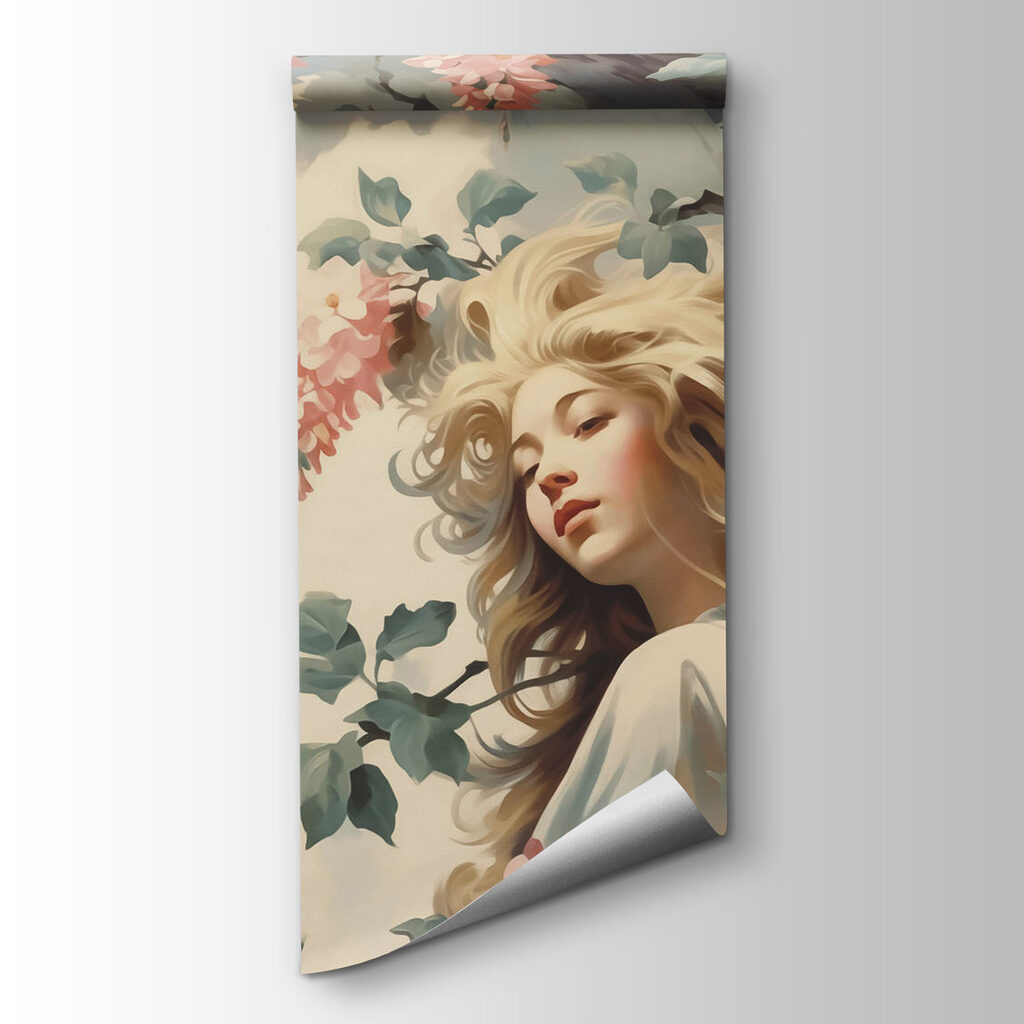 Woman in a tree with flowers