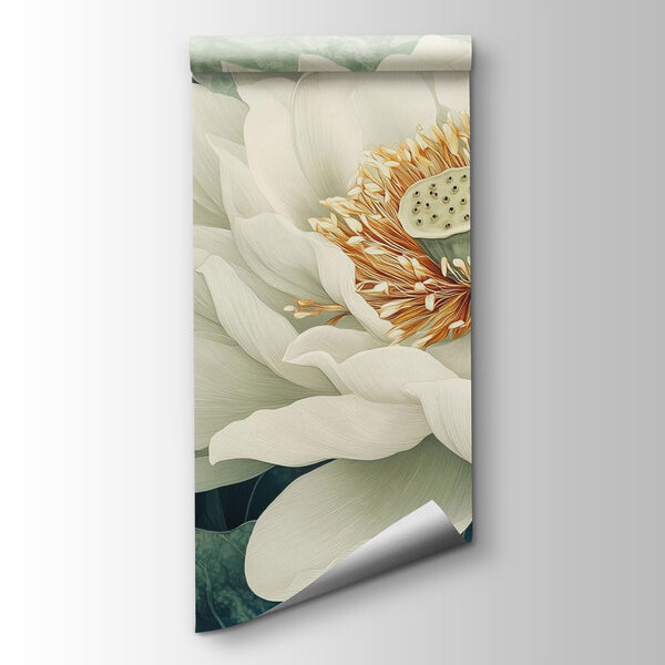 White flower with green leaves