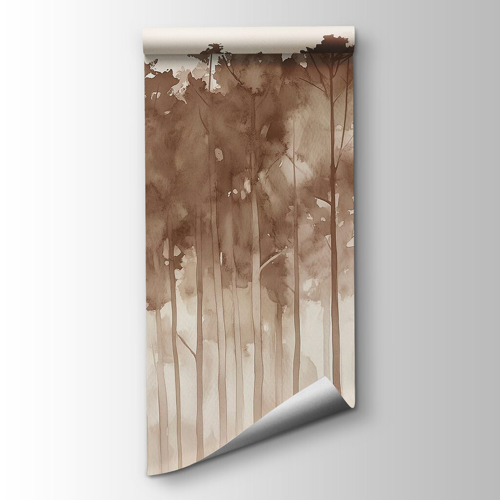 Group of trees in a foggy forest