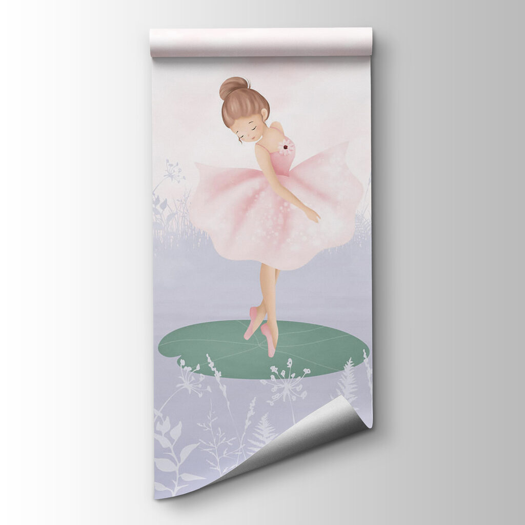 Group of girls in tutu skirts dancing on lily pads