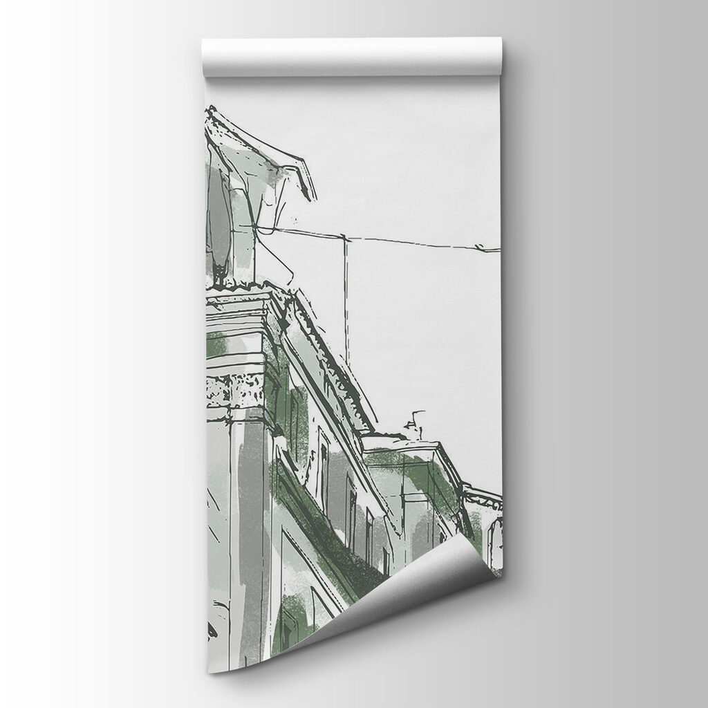 Drawing of a building with bells Drawing of a building with bells