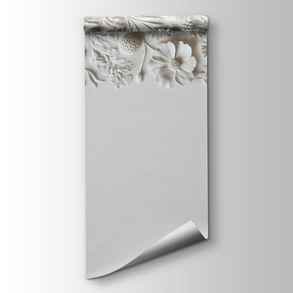White floral design on a wall White floral design on a wall