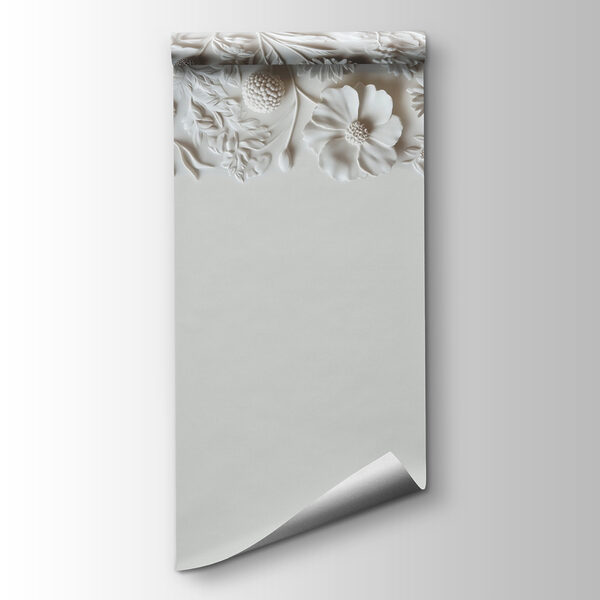 White floral design on a wall White floral design on a wall