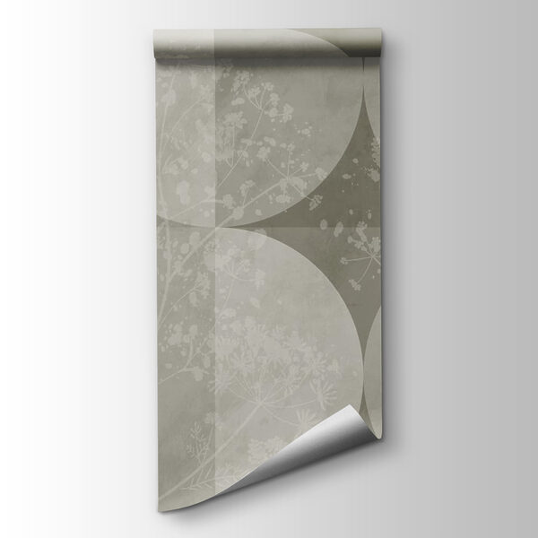 Grey and white background with circles and flowers Grey and white background with circles and flowers