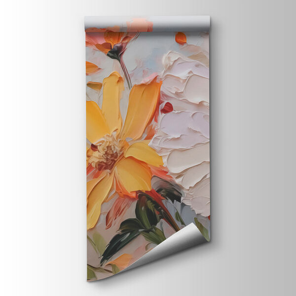 Painting of flowers on a white surface