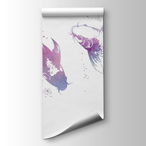 Two fish with watercolor splashes