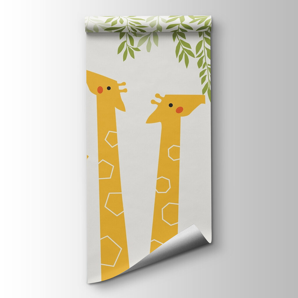 Group of giraffes with leaves Group of giraffes with leaves