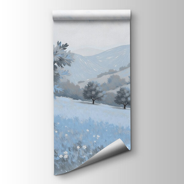 Landscape with trees and flowers