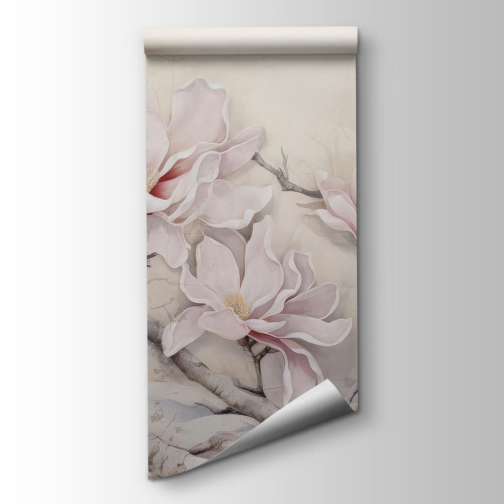 Painting of flowers on a branch