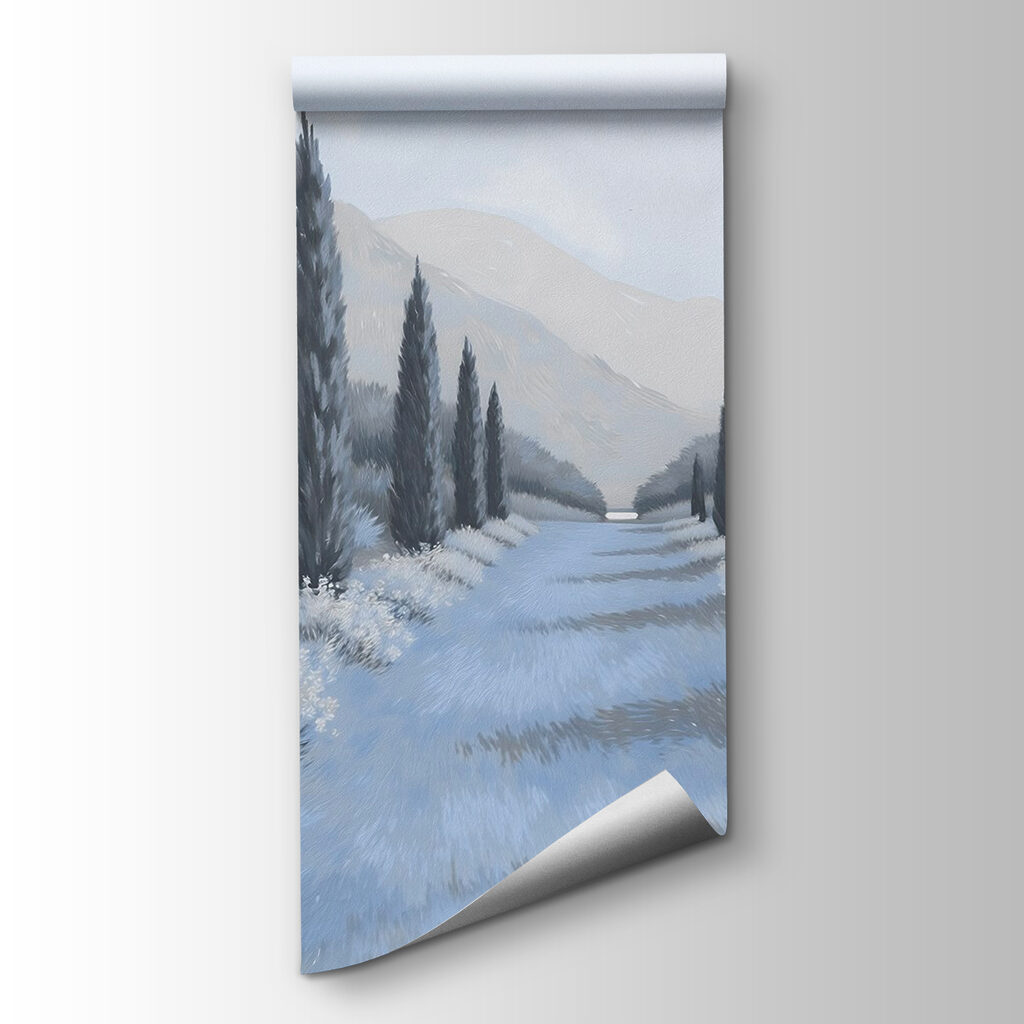 Landscape with trees and flowers