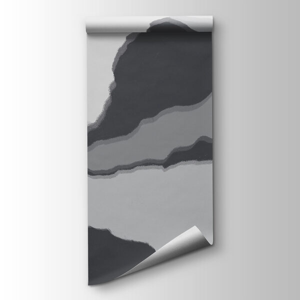 Grey and white image of a mountain