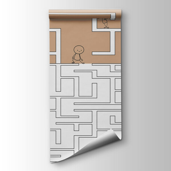 Maze game with people walking on the wall