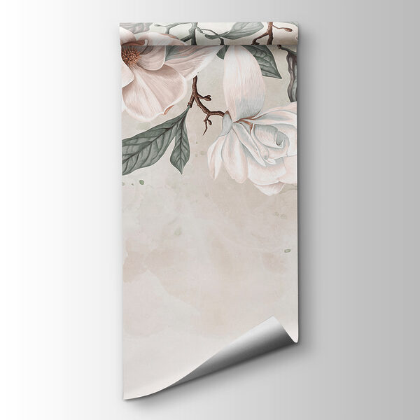 White flowers and leaves on a white background