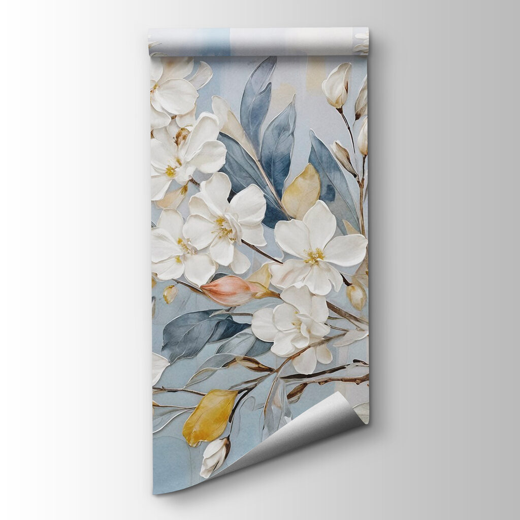 Painting of white flowers and leaves