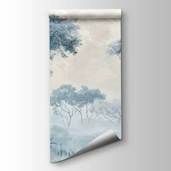 Foggy landscape with trees and plants Foggy landscape with trees and plants