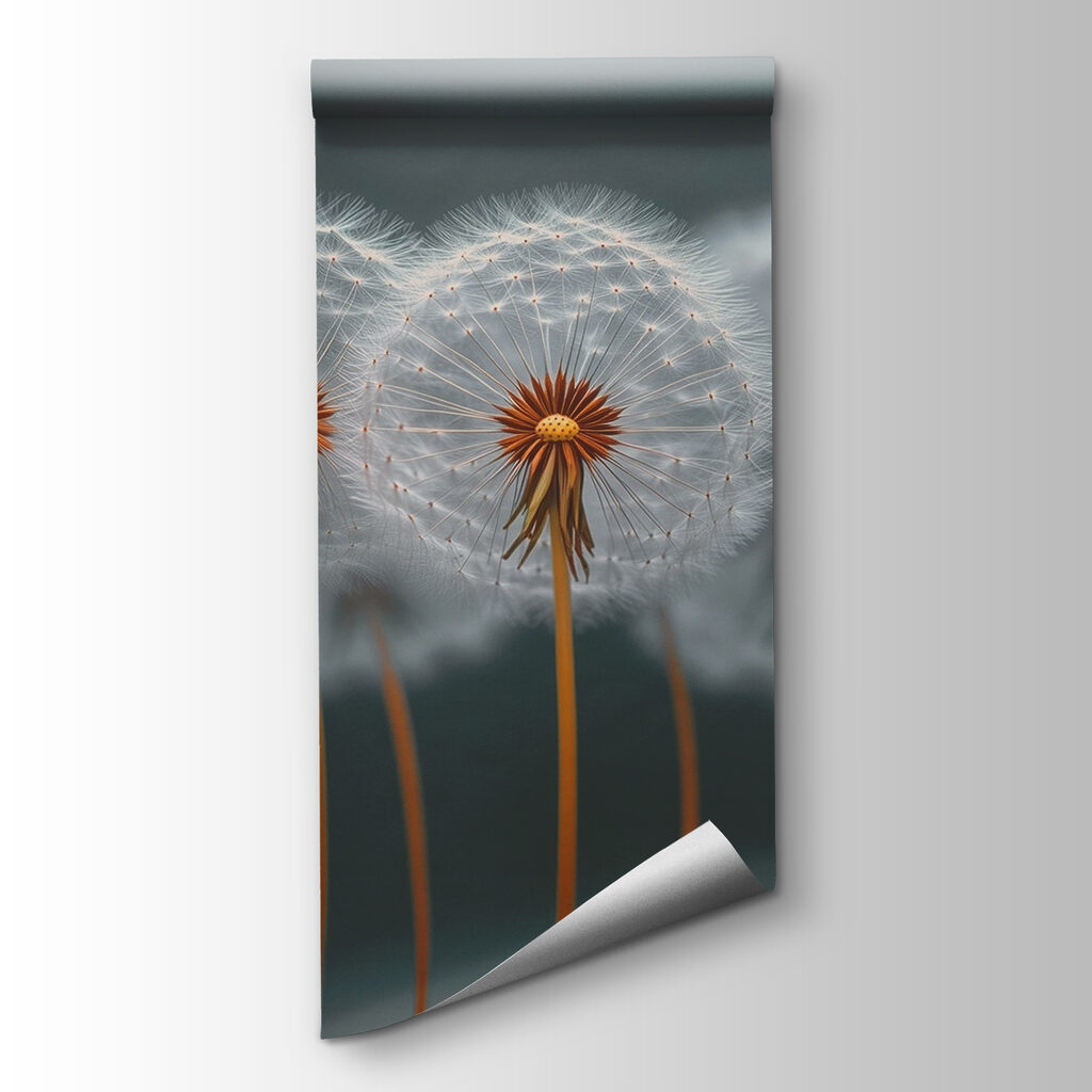 Group of dandelions with seeds