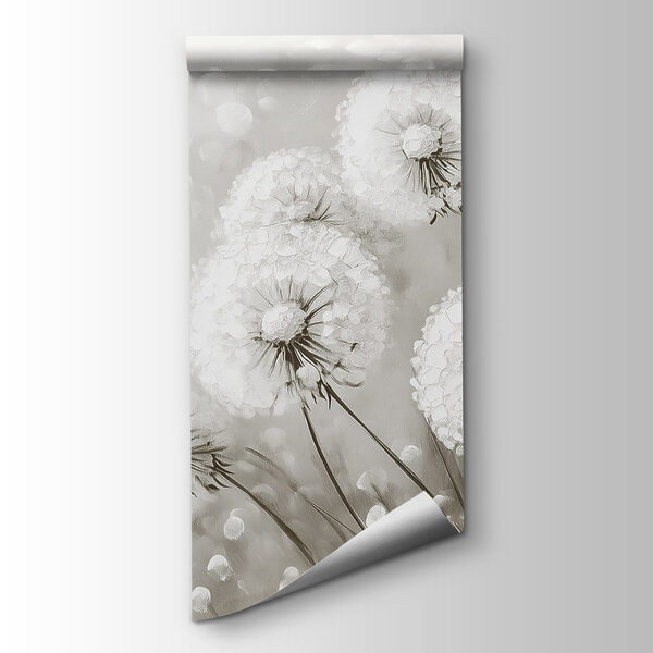 Group of dandelions with white flowers