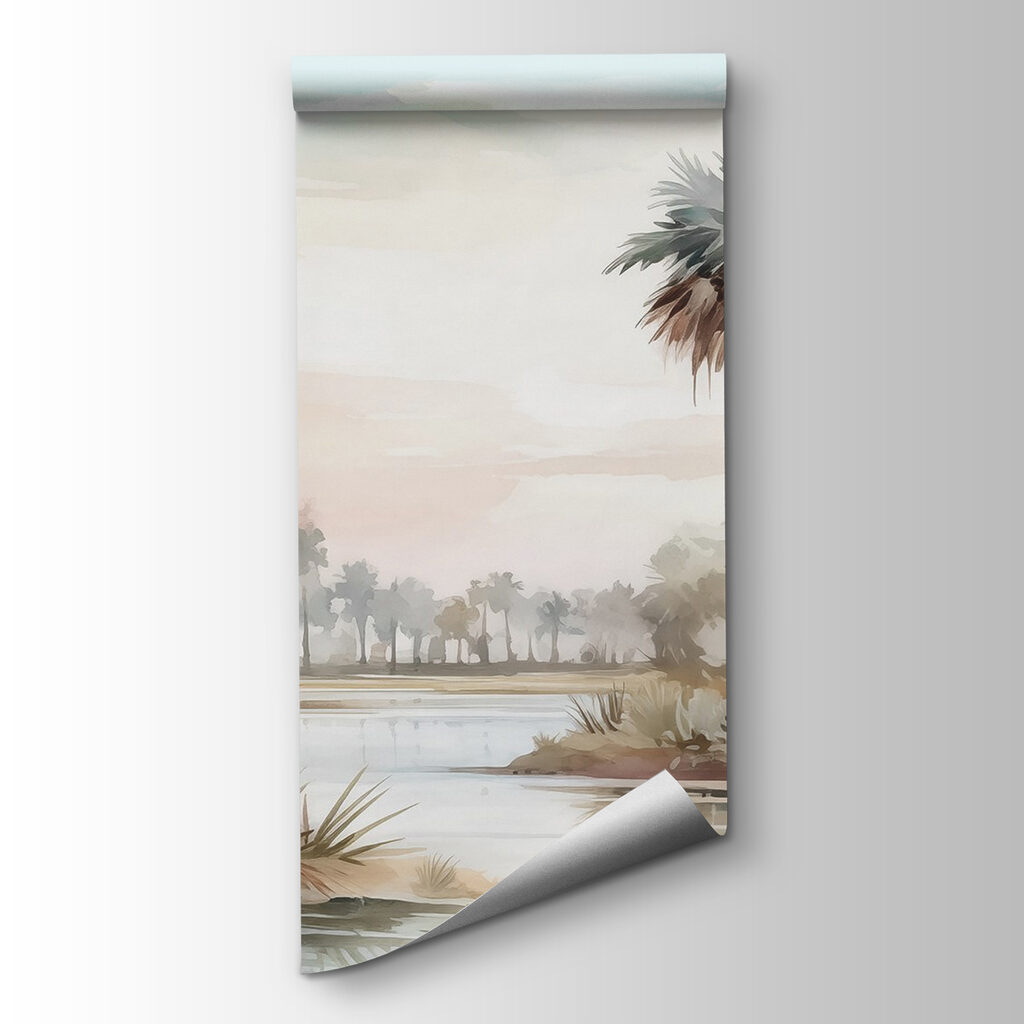 Water and palm trees by a river Water and palm trees by a river