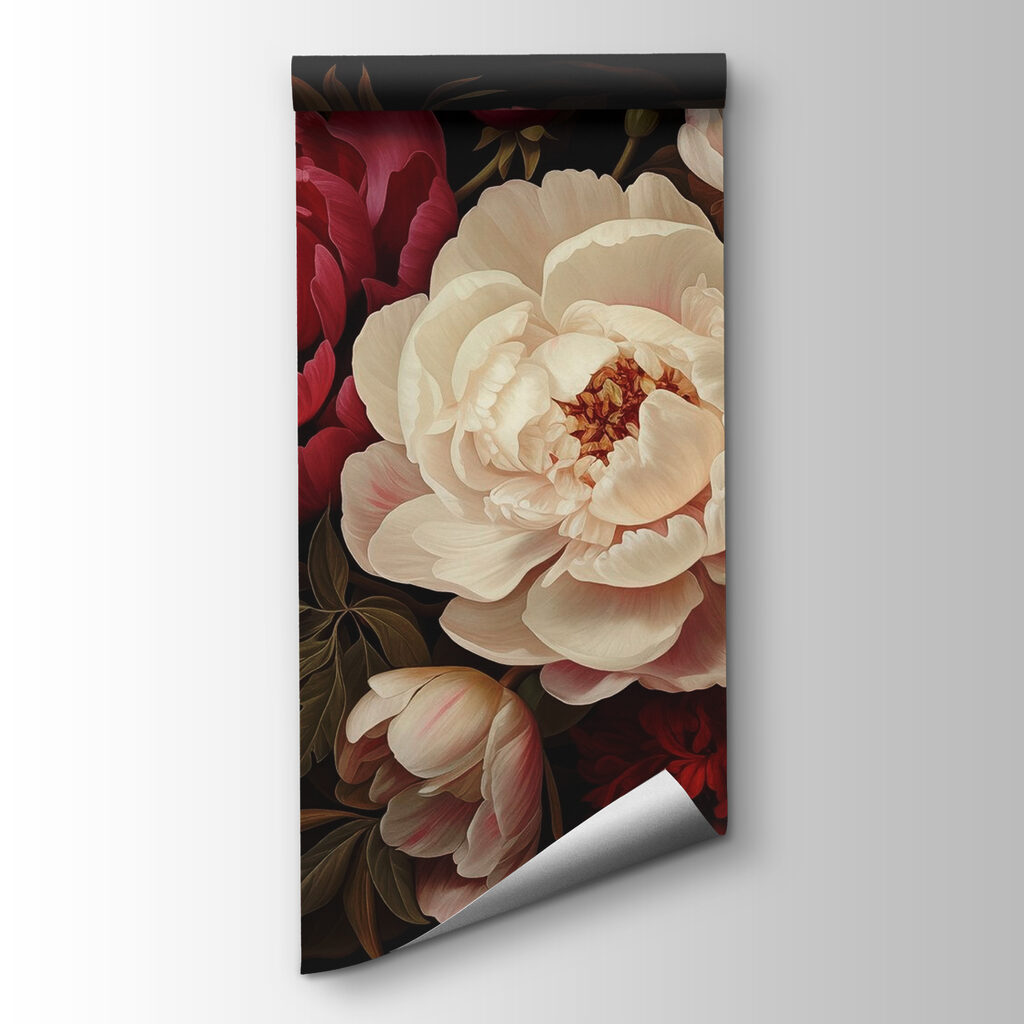 Painting of flowers on a black background