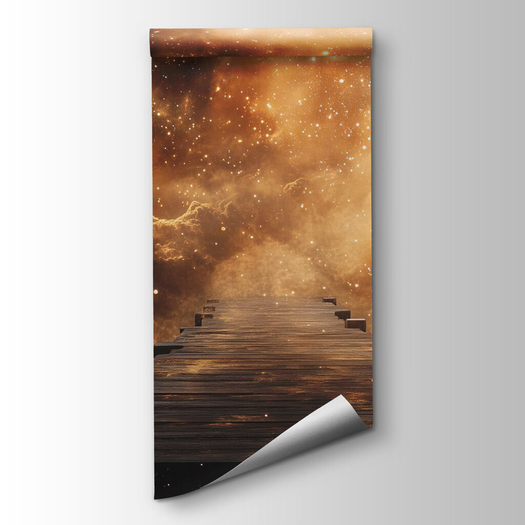 Wooden bridge leading to clouds