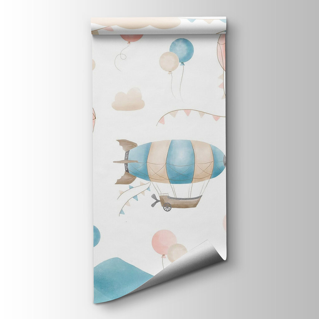 Group of hot air balloons and flags