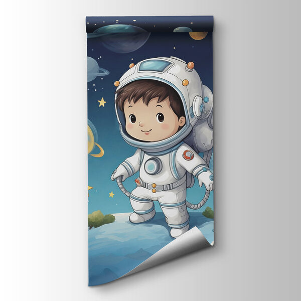 Cartoon of a boy in a space suit