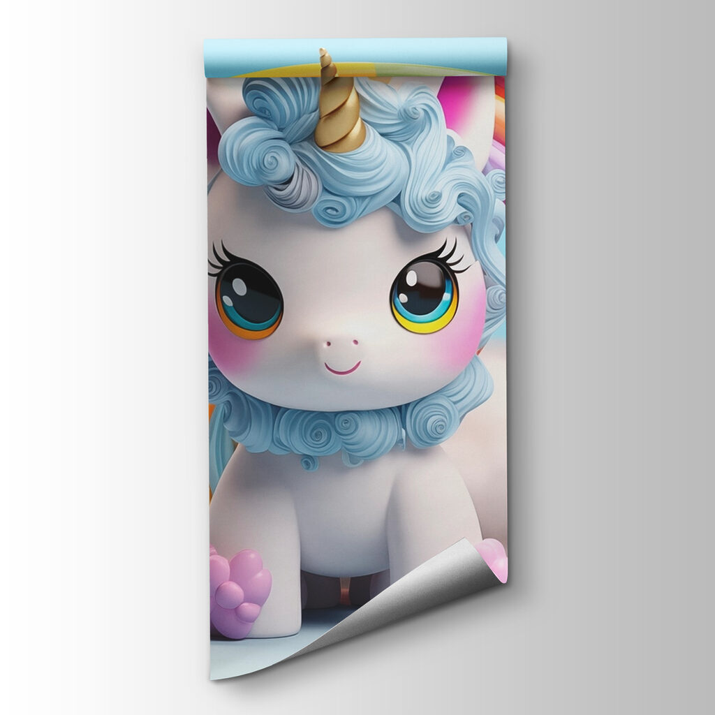 Toy unicorn with a rainbow in the background Toy unicorn with a rainbow in the background