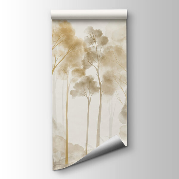 Group of trees in a foggy forest