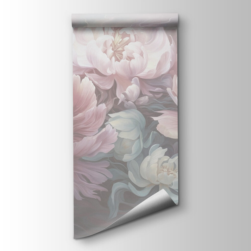 Painting of flowers on a gray background