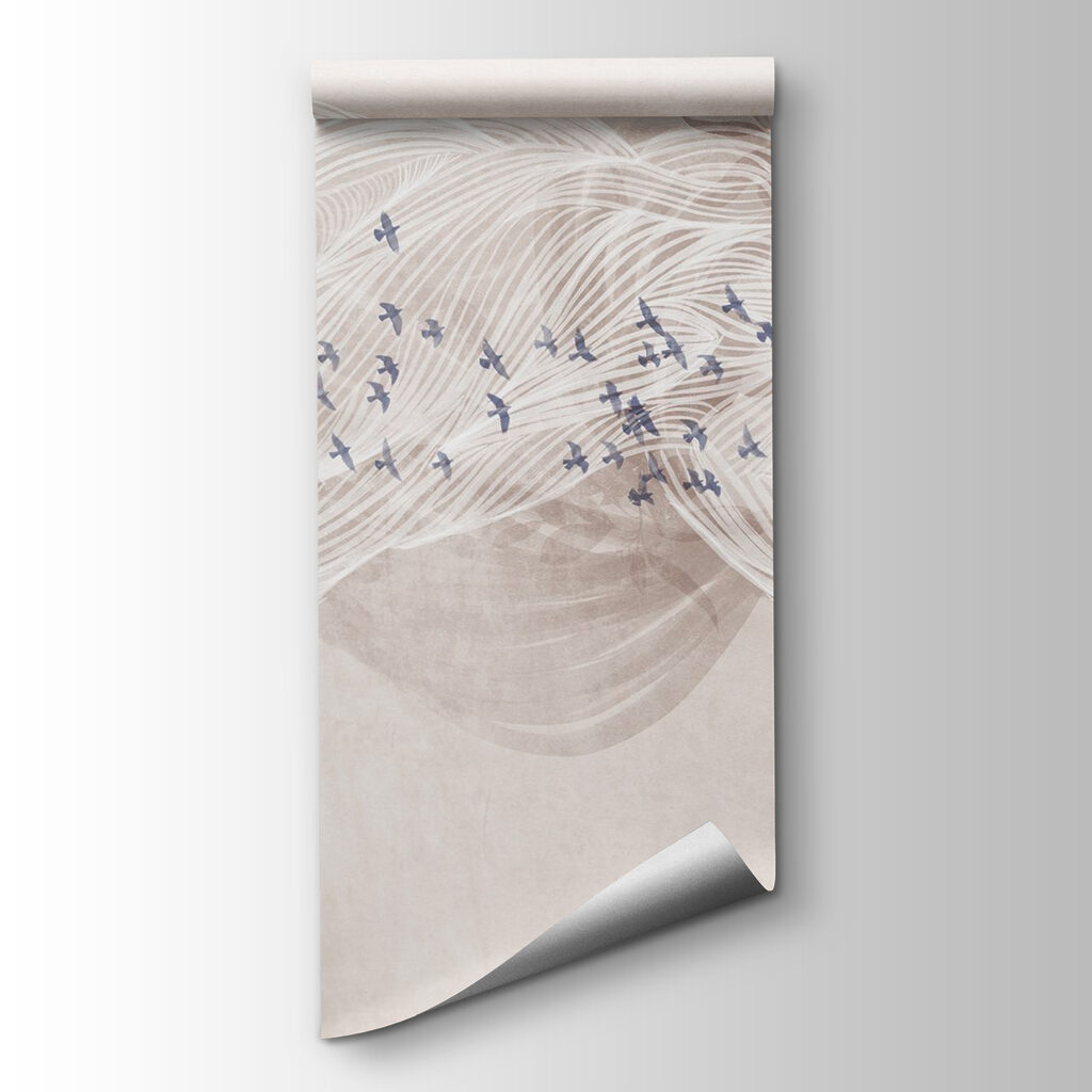 White and blue birds flying in the sky