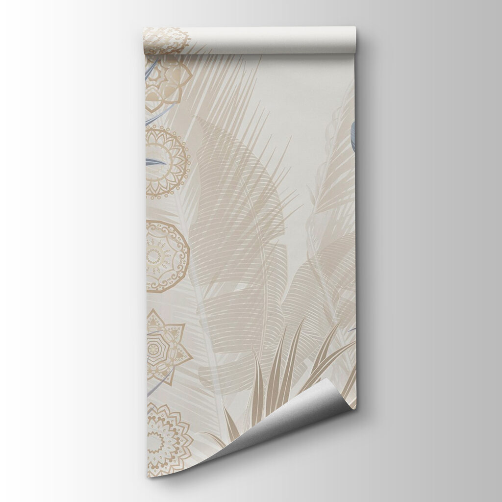 Exotic leaves in soft pastel tones