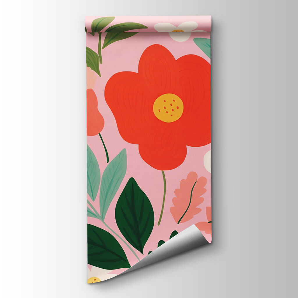 Pattern of flowers and leaves